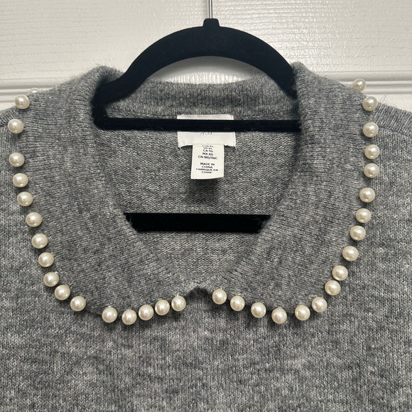 H&M Gray Sweater with Pearl Detail - Picture 2 of 2
